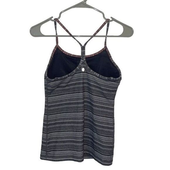 Lululemon Womens Striped Power Y Racerback Athletic Yoga Tank Top Gray Size 6 - Picture 3 of 7